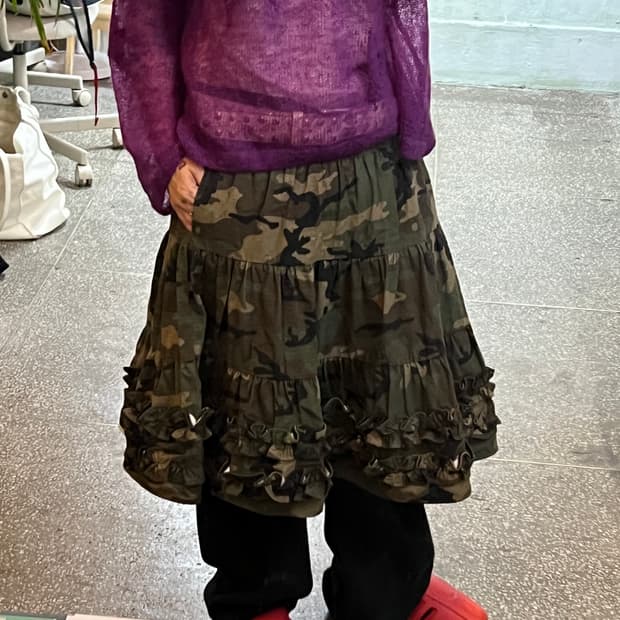 [PLZPROJECT/플리즈프로젝트] Camo frill skirt