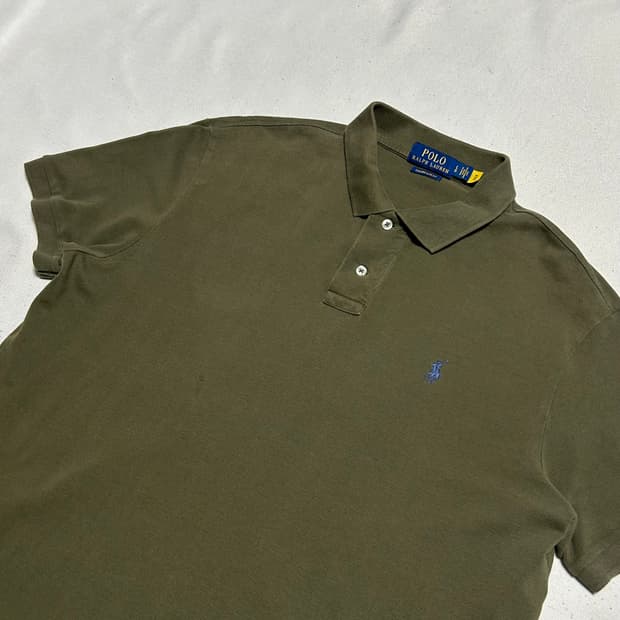 L 폴로랄프로렌 커스텀 슬림핏 브라운 카라 반팔티 