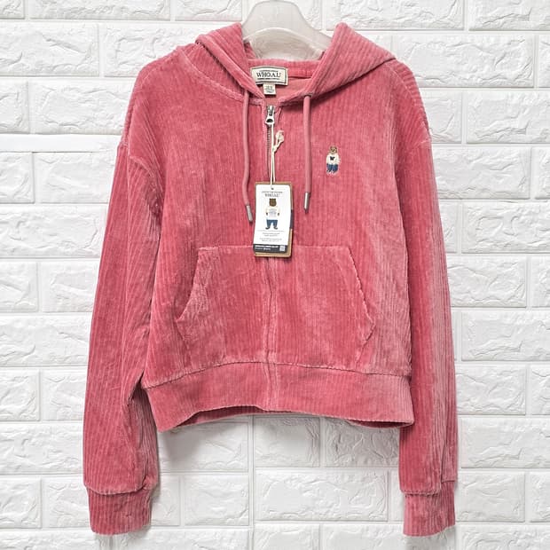 택포// 후아유 코듀로이 핑크 후드집업 M