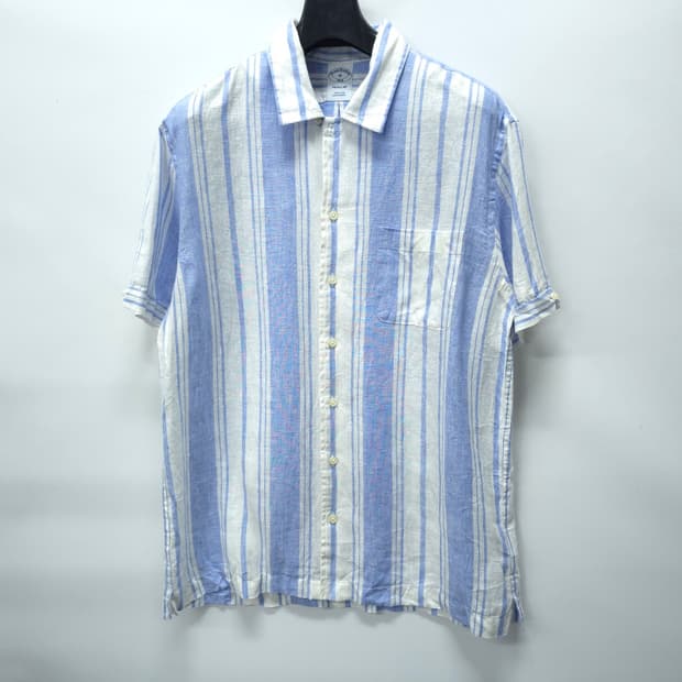 ​브룩스브라더스 100% 린넨 스트라이프 반팔 셔츠 (~105)