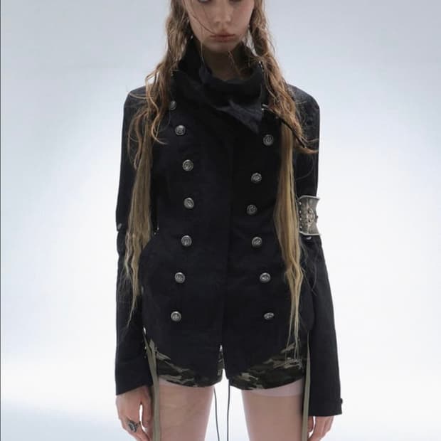 테스트매커니즘 high neck metal button jacket