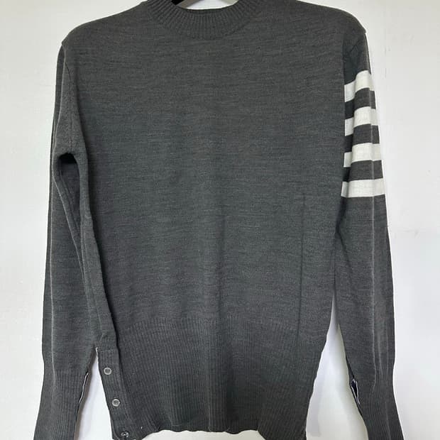 톰브라운 회색 니트 가디건 삼선