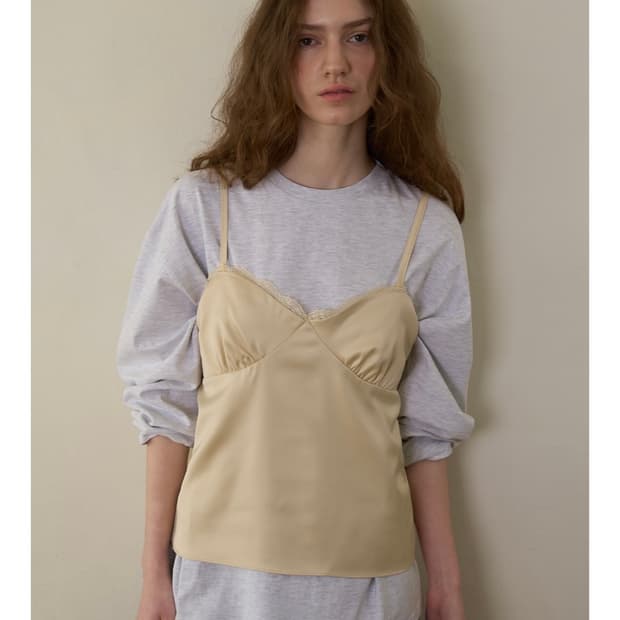 위드아웃썸머 세틴 스커트 + 탑 세트