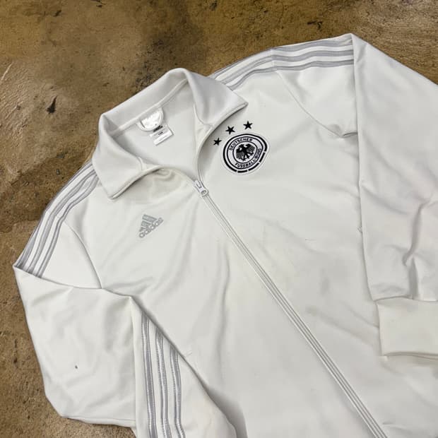 아디다스 화이트 실버 흰실 독일 져지 트랙탑 100