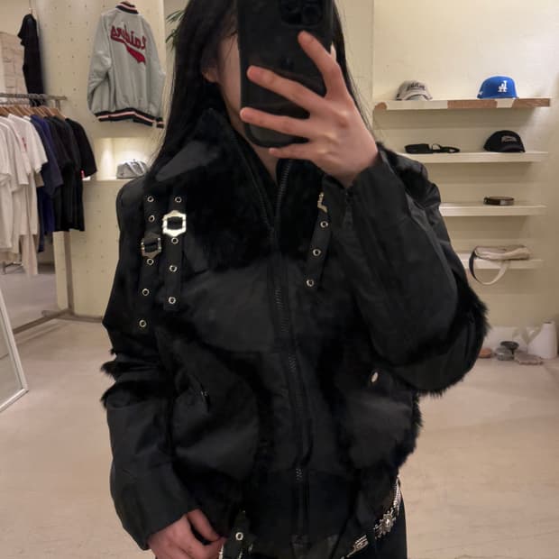 빈티지 페이크 퍼 디테일 자켓  U14