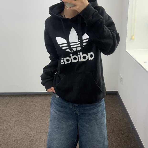 Adidas 아디다스 빅 파이어로고 블랙 후드티
