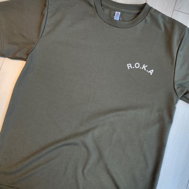 글리머 ROKA 카키색 반팔티 에어쿨링 드라이 기능성 쿨링 사이즈100 