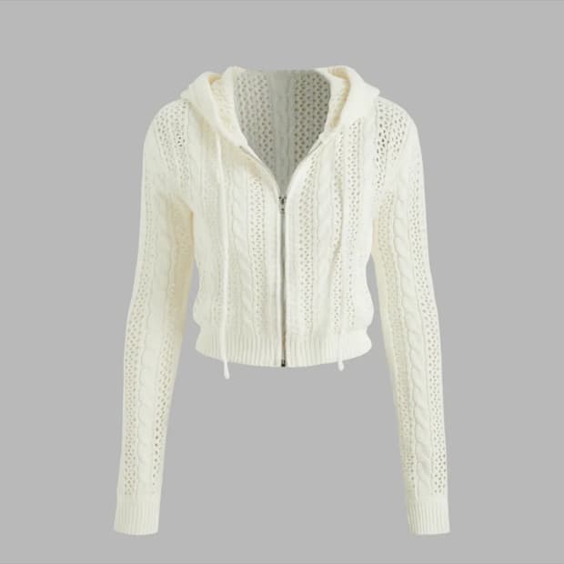 샵사이다 니트 후드집업