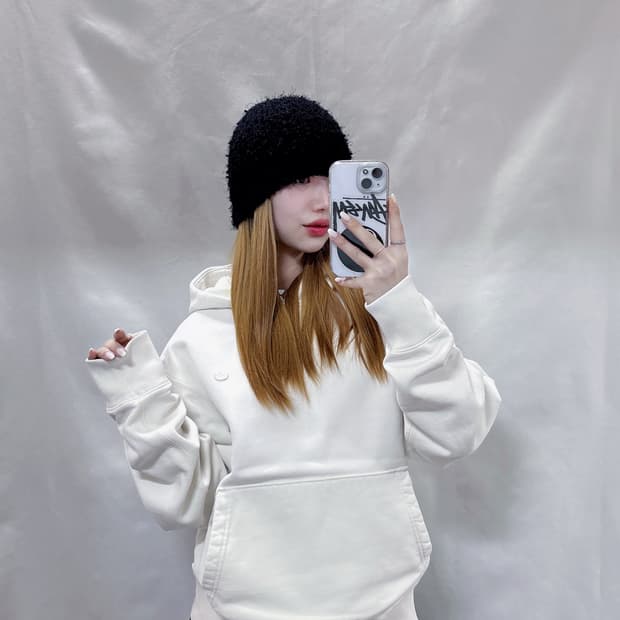 아디다스 화이트 미니로고 오버핏 후드 