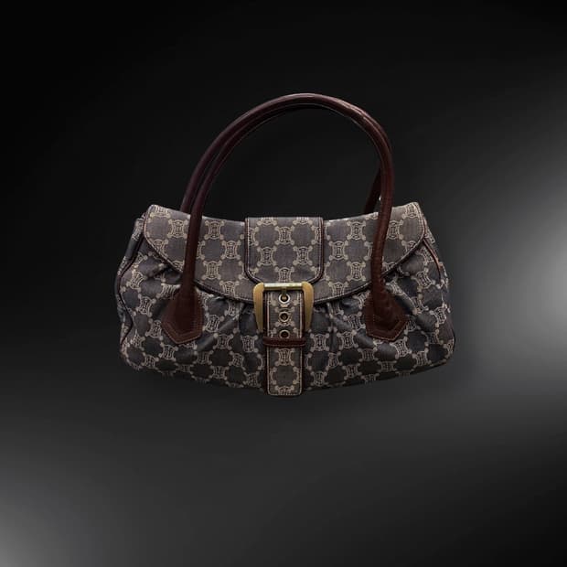 셀린느 트리옴프 모노그램 레더 트리밍 골드 버클 디테일 브라운