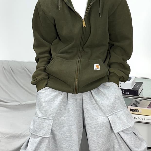 칼하트 올리브 그린 후드집업 S