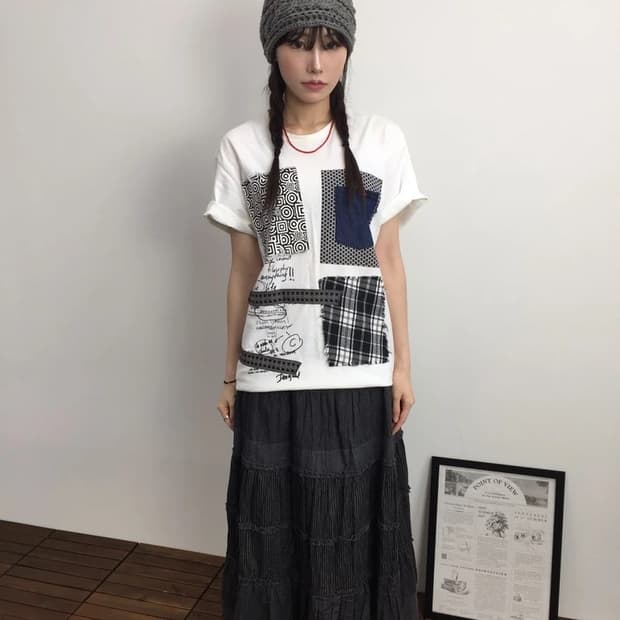 Desigual Patchwork Tee Skirt Set 2pcs 세트