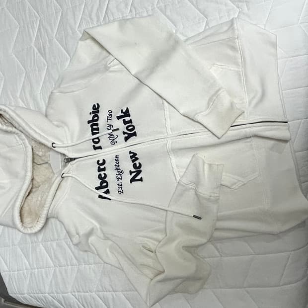 아베크롬비 아이보리 퍼 후드집업