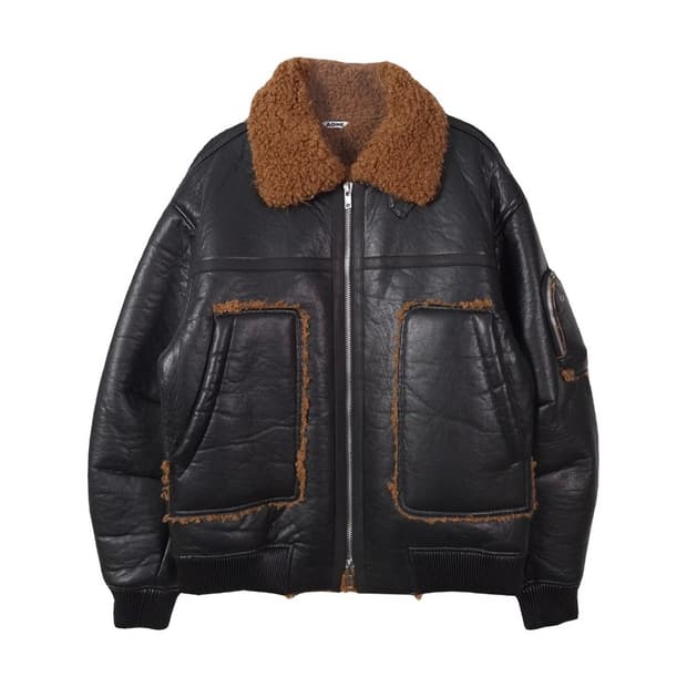 AONE 레더 시어링 무톤 무스탕 자켓