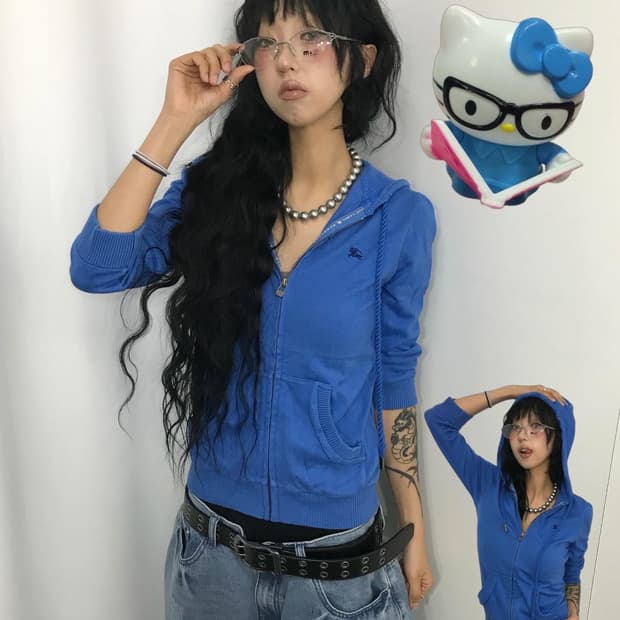 Burberry Knit Hood Zip-Up