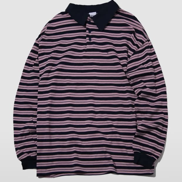 스트라이프 럭비 롱슬리브 오버핏(pink/free)