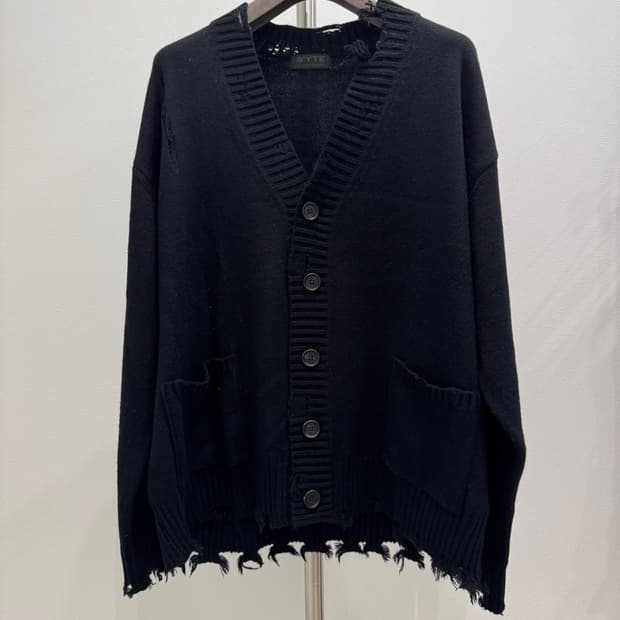 요지야마모토 디스트레스드 오버사이즈 가디건