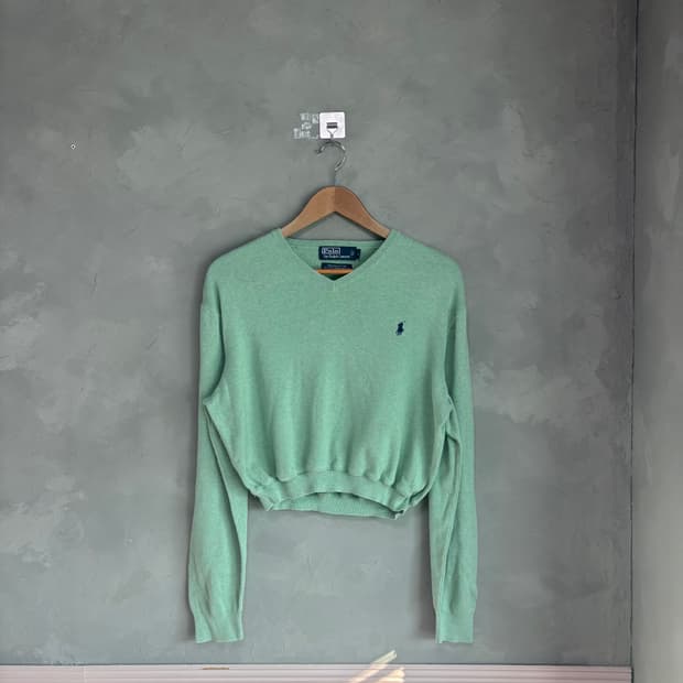 폴로 랄프로렌 피마코튼 브이넥 니트 피스타치오