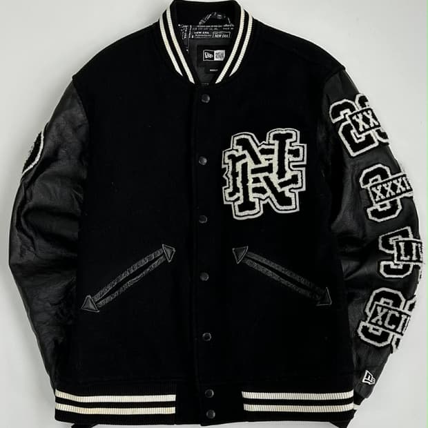 [M] 뉴에라 패치 스타디움 가죽 바시티 자켓