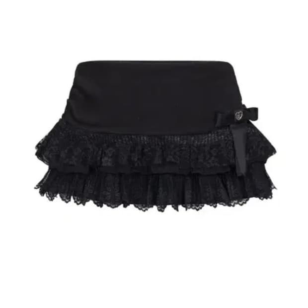 새상품) 포어링 쉬폰 레이스 미니 스커트