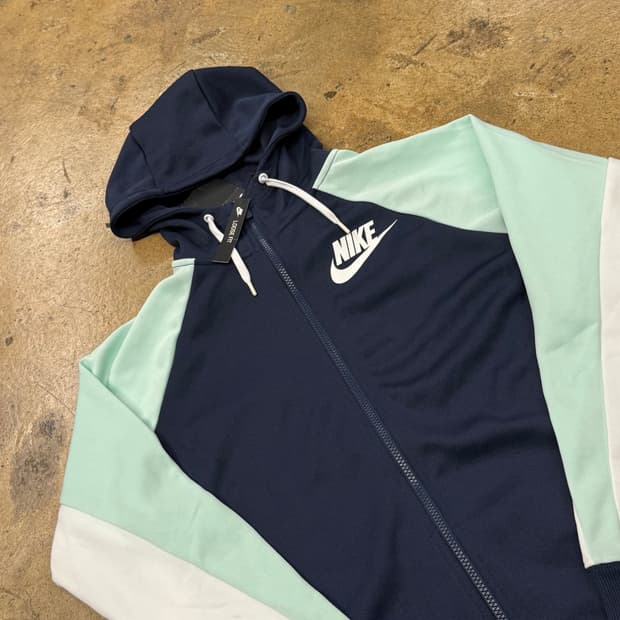 [정품/M] 나이키 후드집업 네이비 민트 배색 b14
