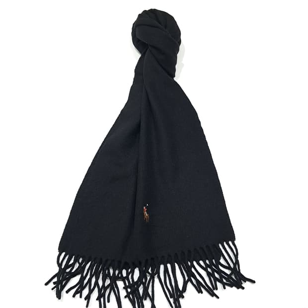MX336 폴로 랄프로렌 블랙 램스울 캐시미어 목도리 머플러