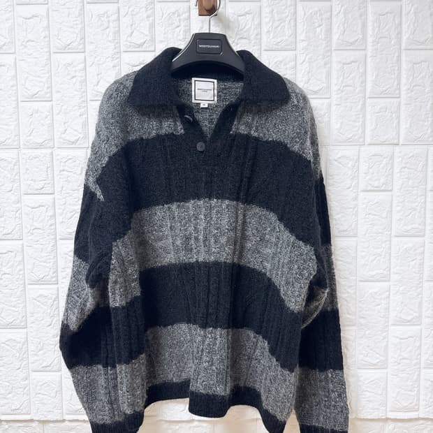 (24FW 새상품급) 우영미 케이블 럭비 스웨터 블랙 (46)