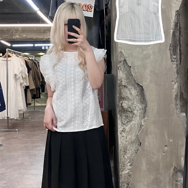 빈티지 레이스 슬리브리스 화이트 #csz4097