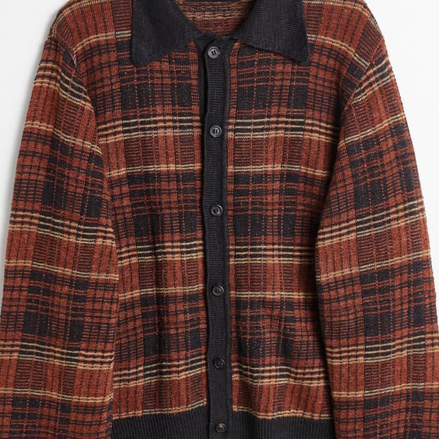 아워레가시 이브닝폴로 가디건 러스트체크 48사이즈