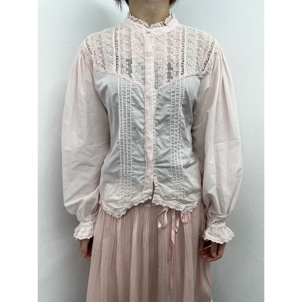 핑크 페어리 히메 레이스 디테일 블라우스💕