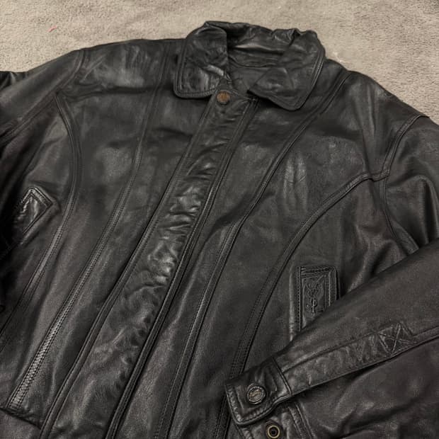 [정품/100] 입생로랑 블랙 양가죽 레더 자켓