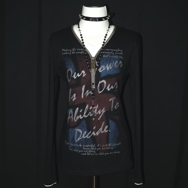 (euroyal) glitter lettering punk t 