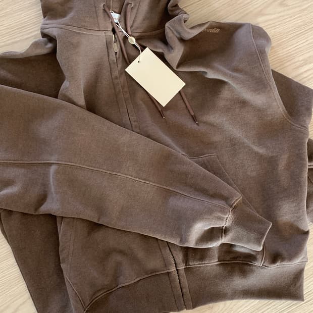 리본빛 후드집업 브라운