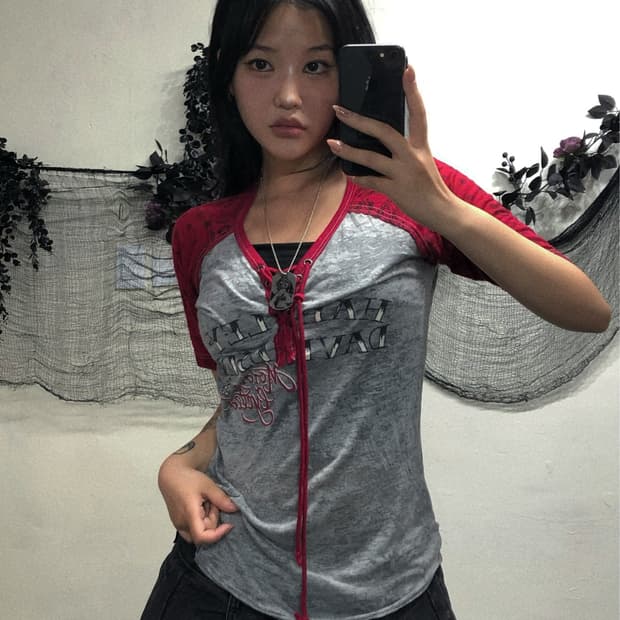 할리데이비슨 아일렛 히피 반팔 탑