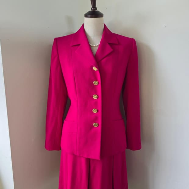 YSL 입생로랑 핑크 울 셋업