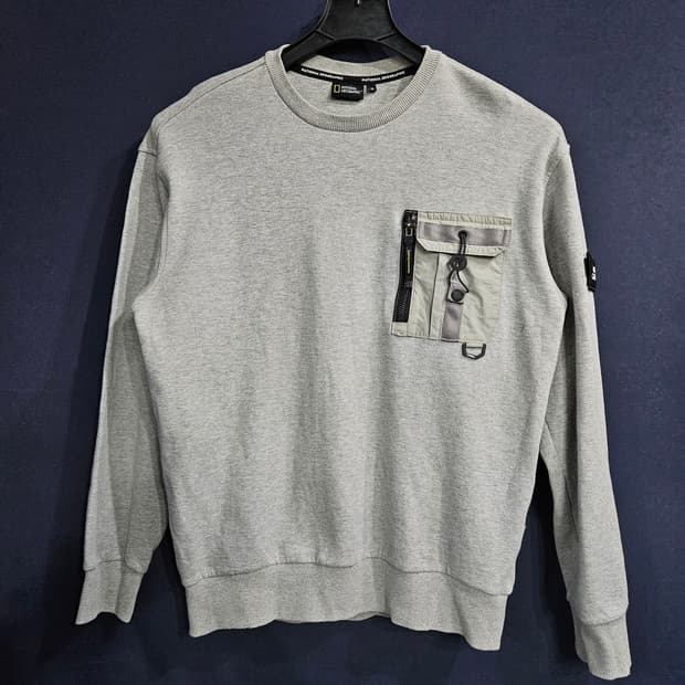 내셔널지오그래픽 그레이 남성 세미오버핏 95 맨투맨 