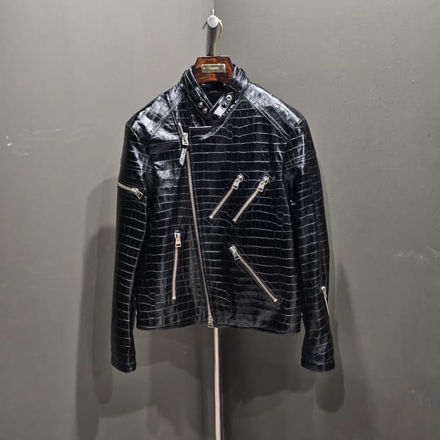 (국내1피스)톰포드 크록이펙트 바이커레더지퍼 가죽자켓