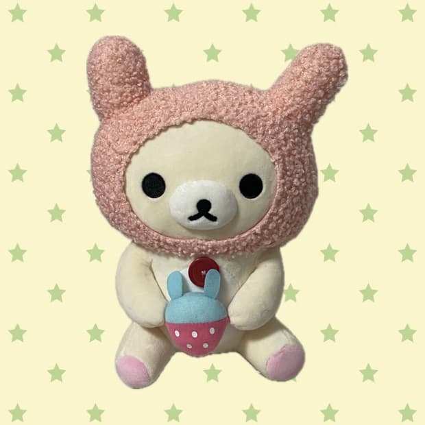 고전 코리락쿠마 딸기 토끼 인형