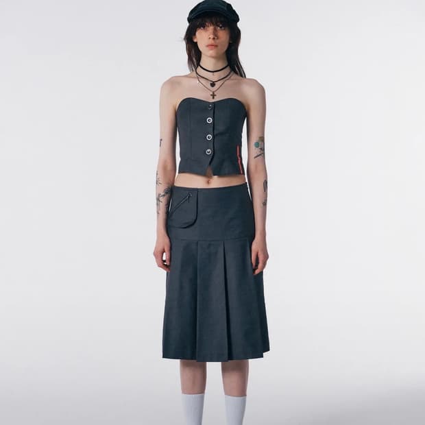 스컬프터 뷔스티에 탑 그레이