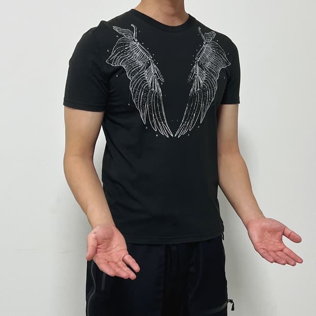 디올옴므 07AW Angel Skeleton Wings 티셔츠 블랙