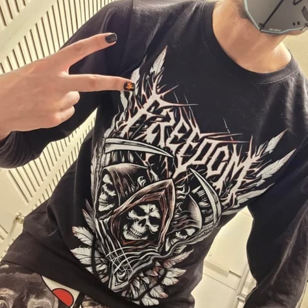 Delta Apparel USA 해골 긴팔 티셔츠