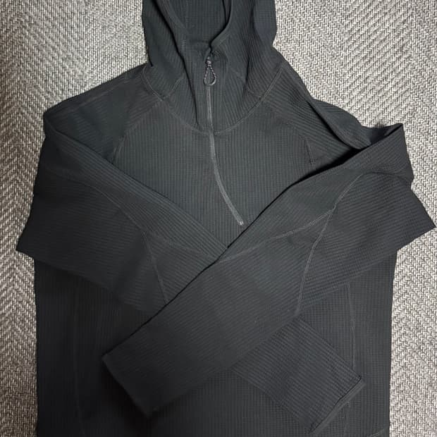 프리커 와플 텍스쳐 후드 블랙 (M)