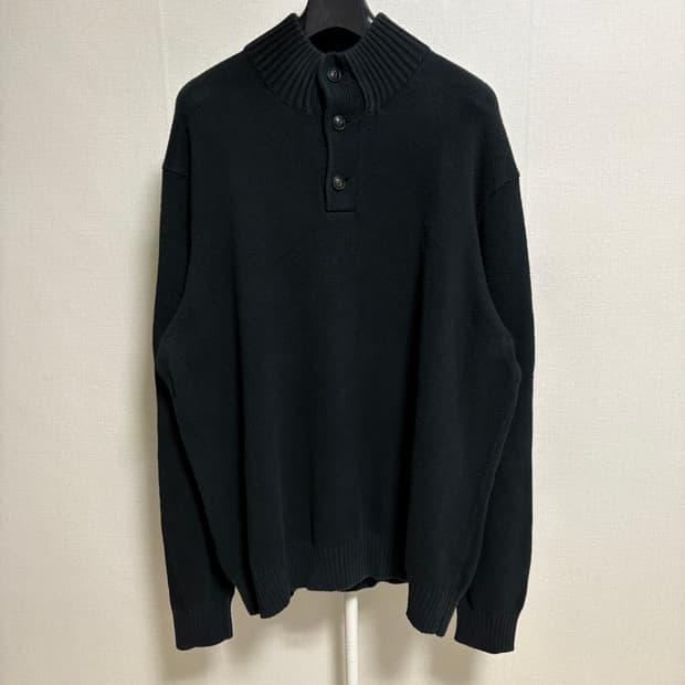 폴로 랄프로렌 버튼 하이넥 코튼 니트 / 블랙, XXL