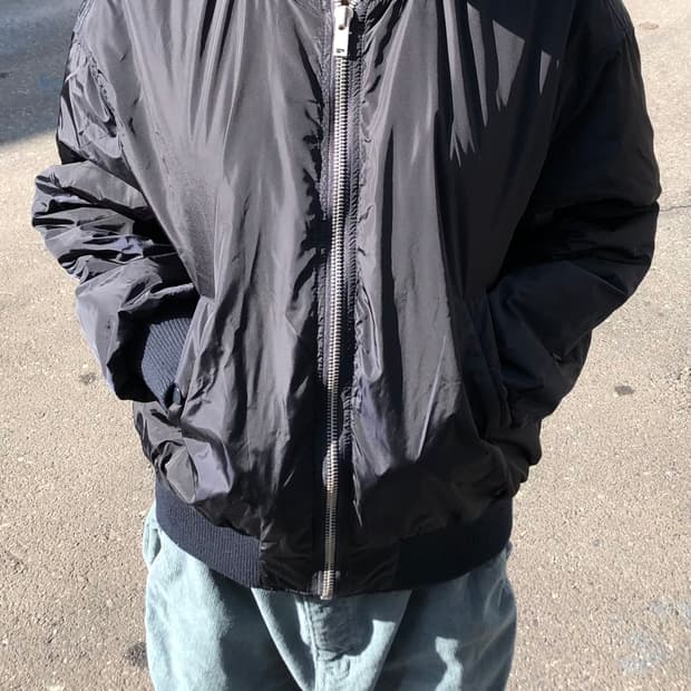 Yoke Gather Quilted Lining Bomber Jacket