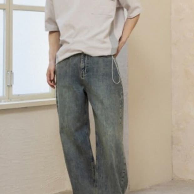 Wide Semi Flare Denim Pants [Vintage Blu