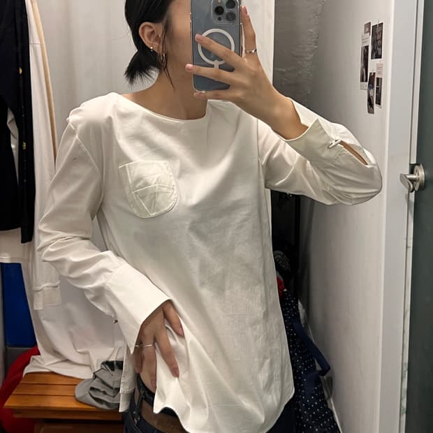 질샌더 포켓 라운드 롱슬리브 셔츠
