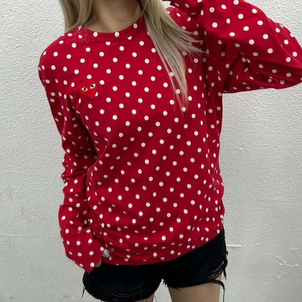 꼼데가르송 하트와펜 레드 도트 롱슬리브 L
