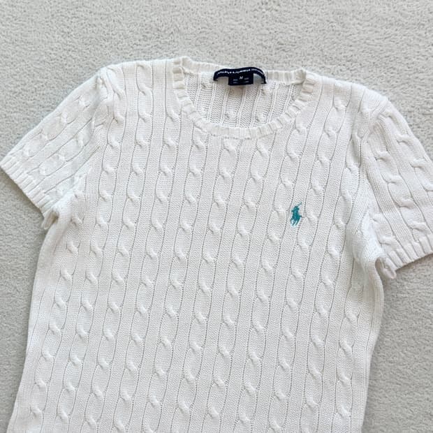 폴로 화이트 반팔 니트