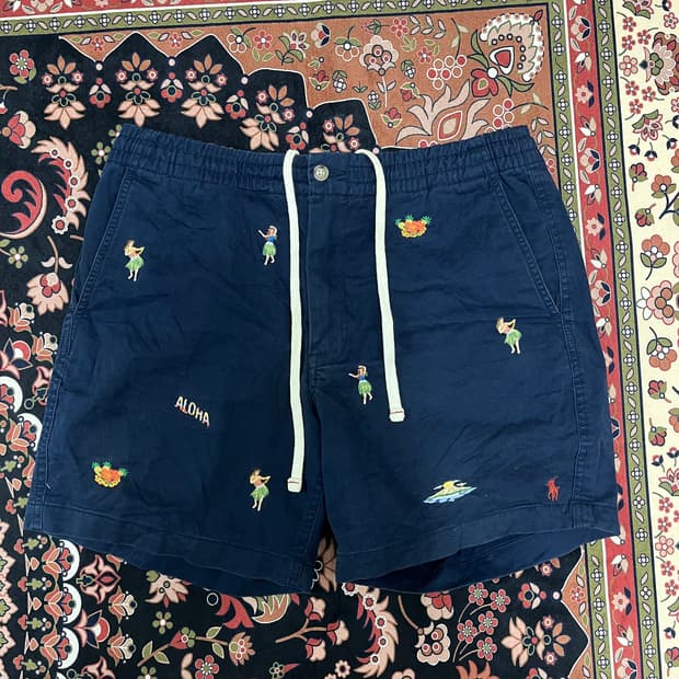 폴로 랄프로렌 알로하 자수 반바지 M