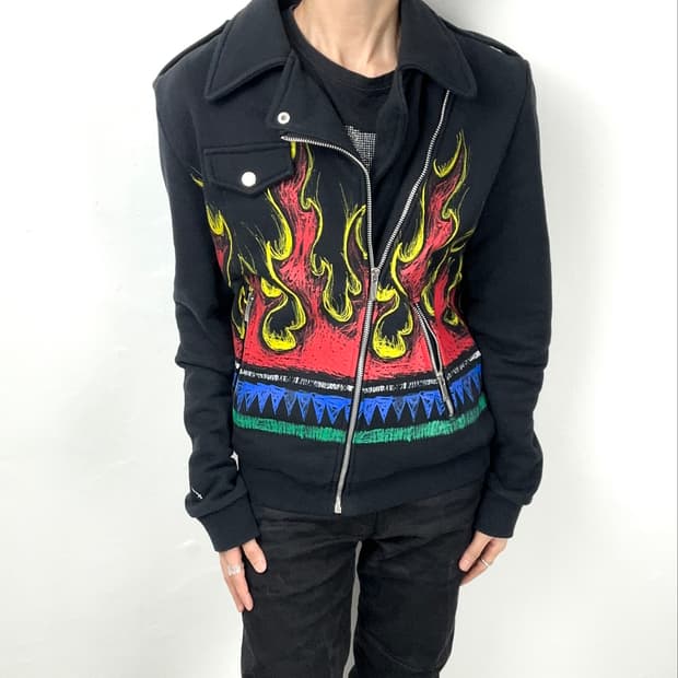 JC/DC Flame Graphic Zip-Up Jacket